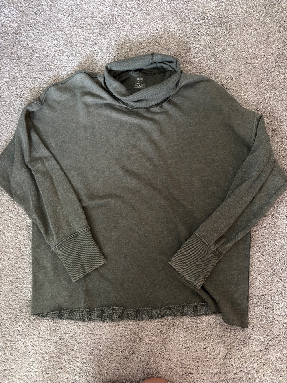 aerie Olive Green Cowl Neck Sweatshirt Top